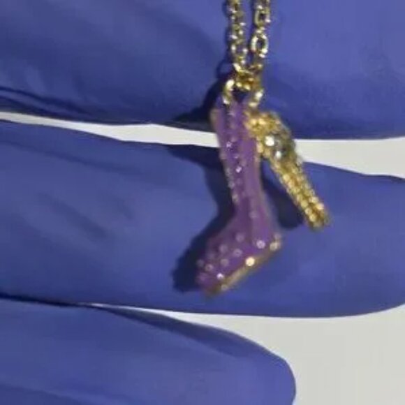 Gold & Purple High Heel Stiletto Pendant Necklace – Fashion Charm Jewelry Women - Picture 7 of 7